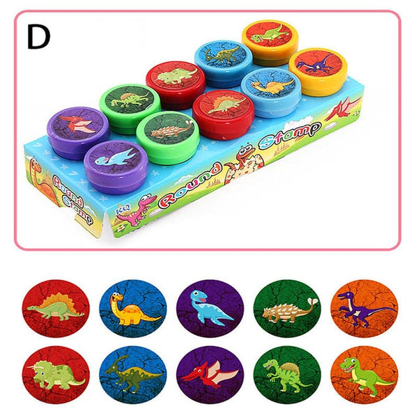 10pcs/Set Children Toy Stamps Cartoon Animals Fruits Traffic Smile Kids Seal For Scrapbooking Stamper DIY cartoon stamper Toys
