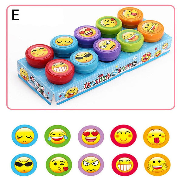 10pcs/Set Children Toy Stamps Cartoon Animals Fruits Traffic Smile Kids Seal For Scrapbooking Stamper DIY cartoon stamper Toys