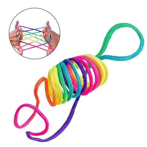 Kids Rainbow Colour Fumble Finger Thread Rope Stringes Game Developmental Toys for Children gift line