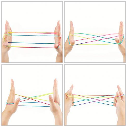 Kids Rainbow Colour Fumble Finger Thread Rope Stringes Game Developmental Toys for Children gift line